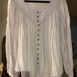 We The Free Light Purple Button-Down Blouse